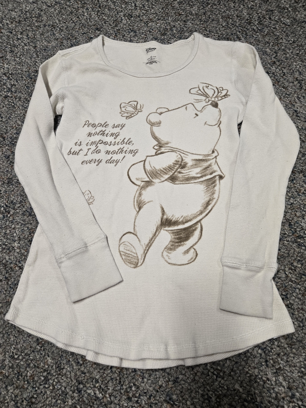 The Disney Store Women's Long Sleeve Thermal Top Whinnie The Pooh Black White